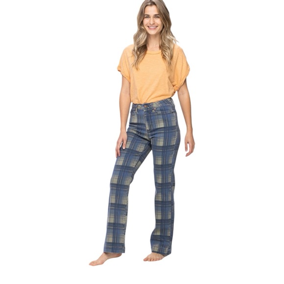 Judy Blue Vintage Plaid Straight Leg Jeans - Picture 9 of 12